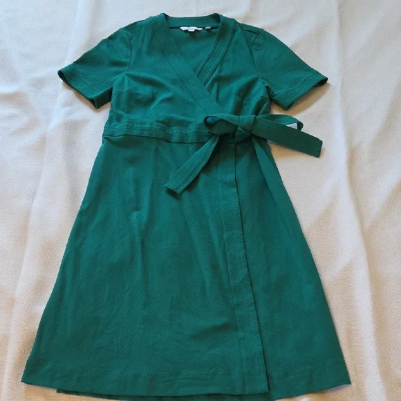 Boden Green Wrap Midi Dress - Size 10 - Picture 4 of 13